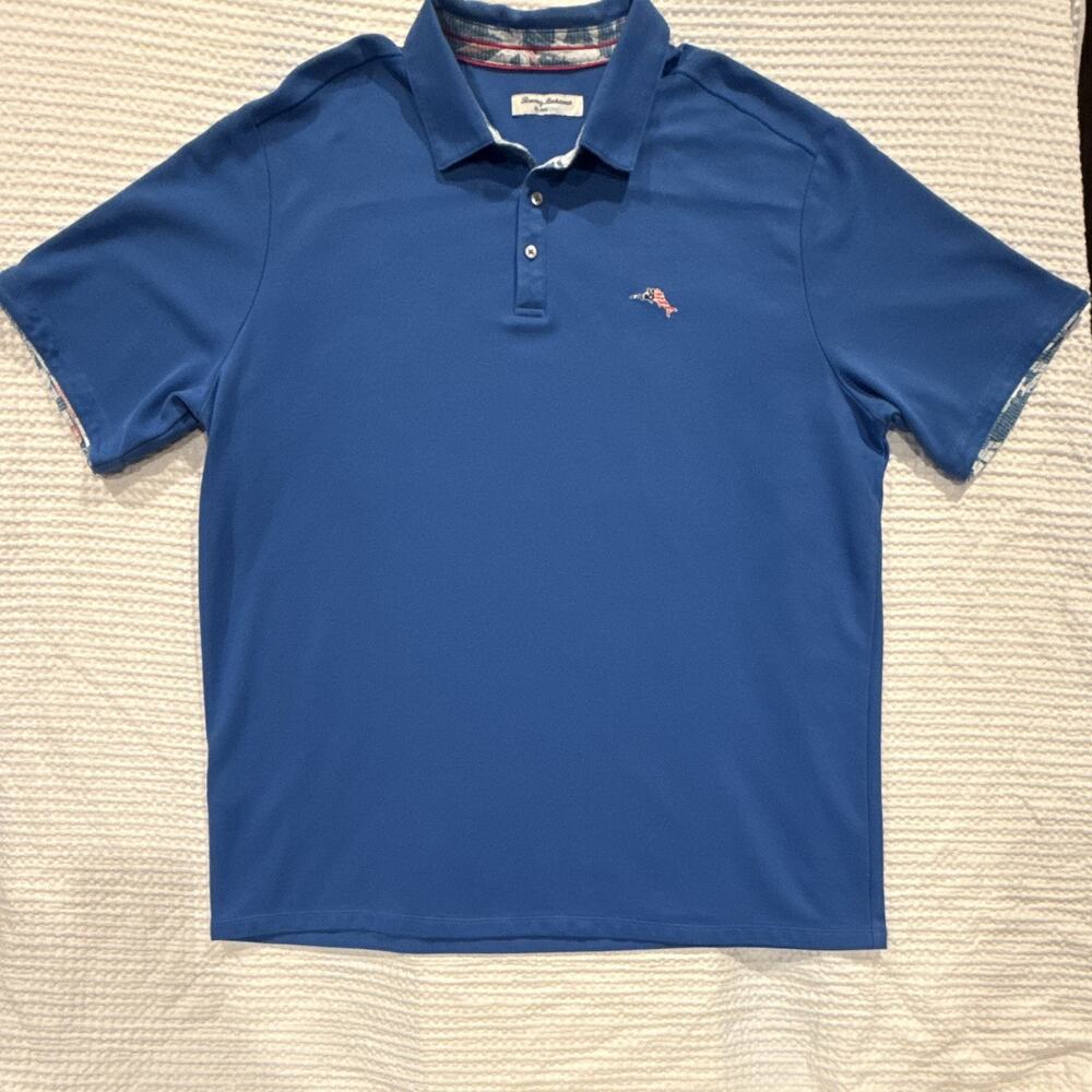 Tommy Bahama IslandZone Men’s 2XLT Blue Polo Shirt Marlin Logo Golf Performance